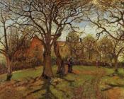 卡米耶 毕沙罗 : Chestnut Trees, Louveciennes, Spring